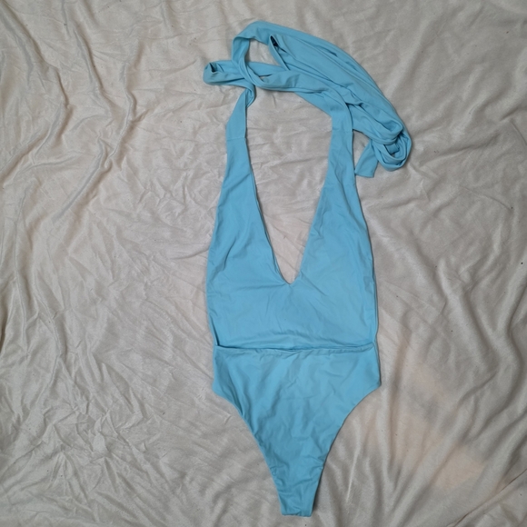 Light Blue Wrap Front One-Piece Swimsuit by Sisterly Swimwear - Picture 7 of 8